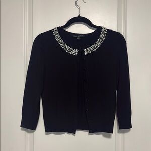Cable & Gauge Black Beaded Cardigan - Size S